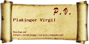 Plakinger Virgil névjegykártya